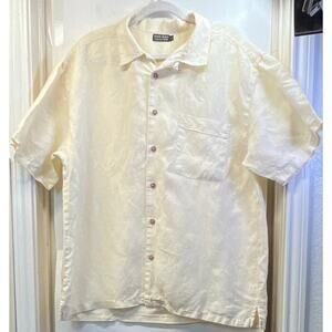 Dorian Bolick Collection Cream Light Yellow 100% Linen Button Up Single Pocket